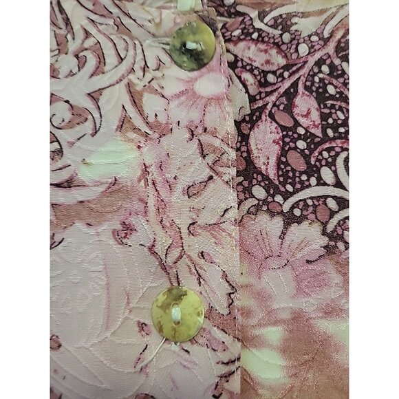 Citron Santa Monica Blouse Silk 3/4 Sleeve Goddess Floral Print Pink Beige 3X - Picture 4 of 8